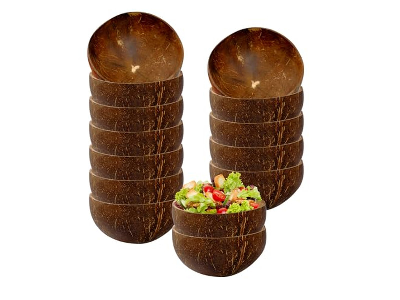 6 Cuenco de Coco Madera de Haya Set de Bayas Artesanías Cáscaras Platos Perlados Vela Aromática