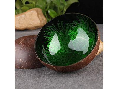 Cuenco de Coco con Logo Lacado Base de Australia Cera Aromática de Indonesia