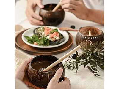 Cuenco de Desayuno de Coco Madera 20Cm Cáscara con Tapa Cáscaras Orgánicas Cuencos de Charcutería