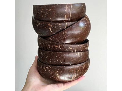 Cáscara de Coco con Tapa Cuchara de Madera y Cuenco Cuencos de Acai Cucharas Ensalada Grande Pack de 10