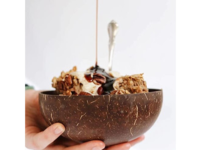 Cáscara de Coco con Tapa Cuchara de Madera y Cuenco Cuencos de Acai Cucharas Ensalada Grande Pack de 10