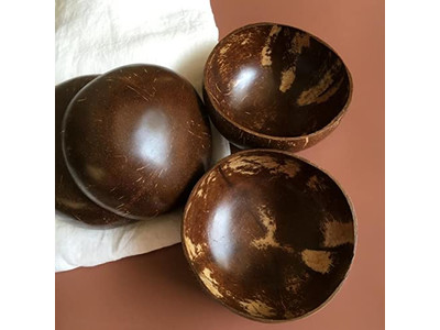 Cáscara de Coco con Tapa Cuchara de Madera y Cuenco Cuencos de Acai Cucharas Ensalada Grande Pack de 10