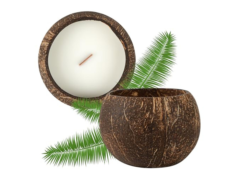 Coconuts Orgánicos Frescos Vendiendo Cáscaras de Coco Cuenco Coco Hecho a Mano Cera