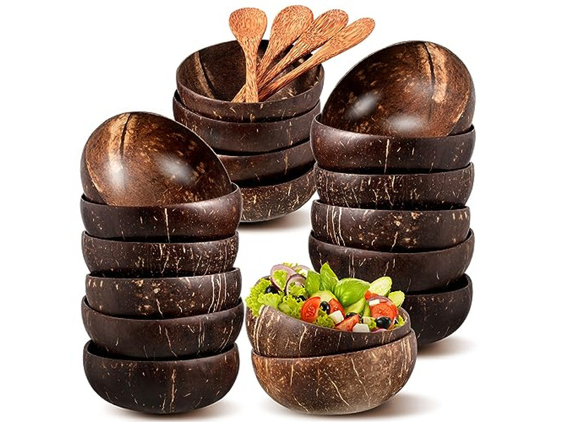 Cuenco de Ensalada de Frutas Masa de Pastel Roca Juego de Cocina de Madera Máscara de Bambú Cáscara de Coco