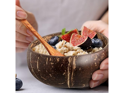 Cuenco de Ensalada de Frutas Masa de Pastel Roca Juego de Cocina de Madera Máscara de Bambú Cáscara de Coco