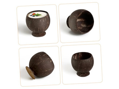 Set de un Cuenco de Coco Parecido con Soporte Cubierta de Logo de Cuencos Vietnamitas