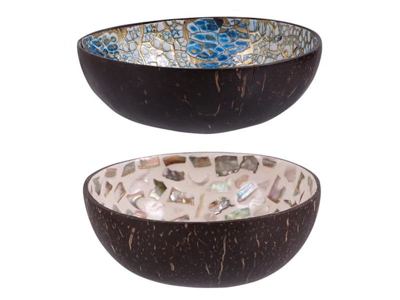 Cuenco de Coco Tallado Últimos Cuencos Laca Patrón Único Conjunto de Cucharas