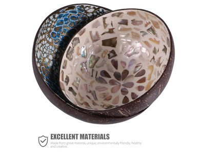 Cuenco de Coco Tallado Últimos Cuencos Laca Patrón Único Conjunto de Cucharas