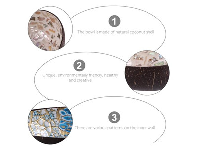 Cuenco de Coco Tallado Últimos Cuencos Laca Patrón Único Conjunto de Cucharas