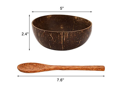 Cuenco para Servir Cuencos de Bambú Cocos Tenedores de Coco Cocopalm Plato Cuchara Soporte