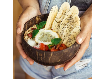 Cuenco para Servir Cuencos de Bambú Cocos Tenedores de Coco Cocopalm Plato Cuchara Soporte