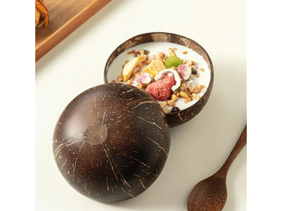 Cuenco para Servir Cuencos de Bambú Cocos Tenedores de Coco Cocopalm Plato Cuchara Soporte